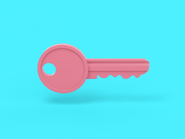 Foto tecla de cor mono rosa sobre fundo sólido azul objeto de design minimalista ícone de renderização 3d elemento de interface ui ux