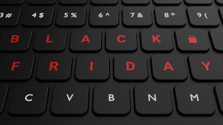 Tecla de viernes negro en teclado negro