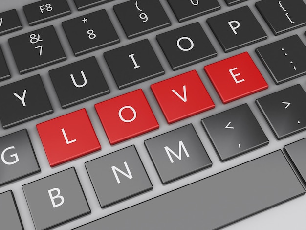 Teclado 3d con botones de amor.