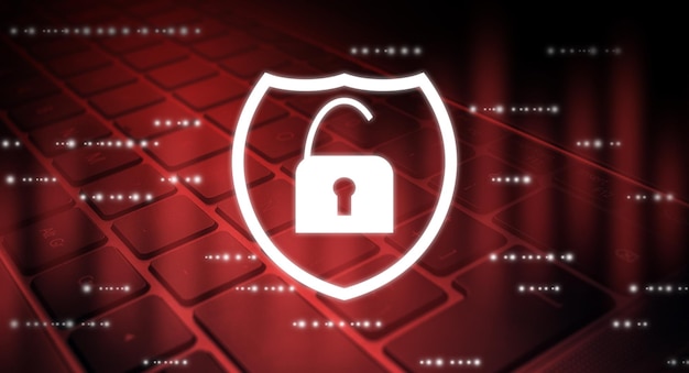 Teclado de advertencia de ataque cibernético Tecnología empresarial de protección de datos de seguridad cibernética