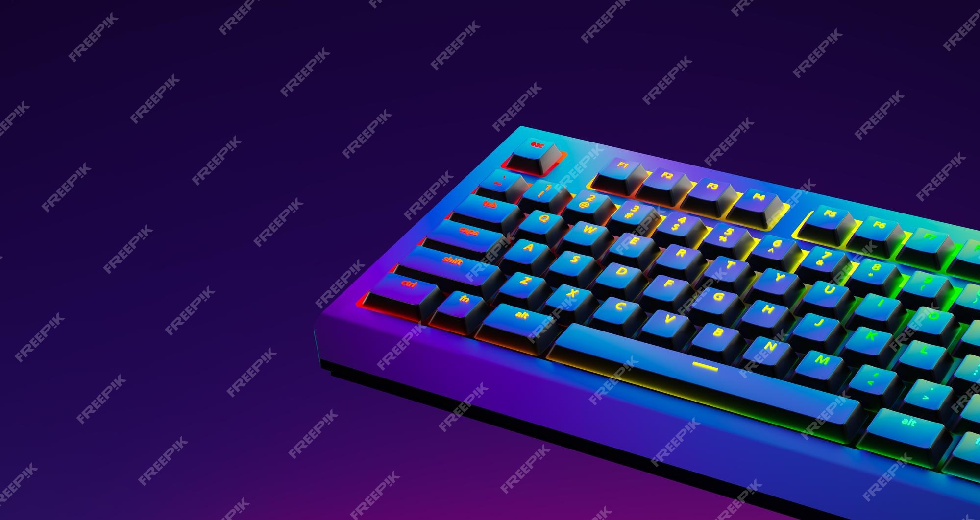 Fundo Teclado Retroiluminado Arco íris Com Renderização 3d De Mãos