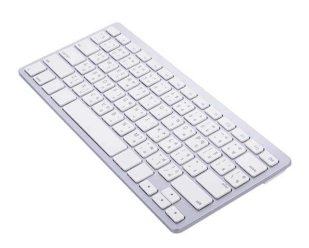 Foto teclado blanco inalámbrico vista superior con teclas