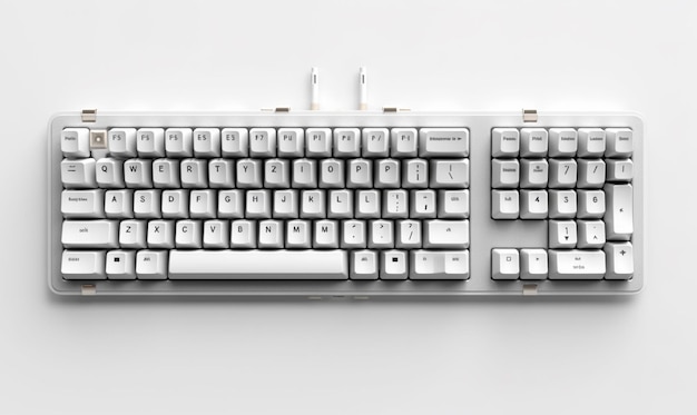 Un teclado blanco con las letras qwerty en la parte superior izquierda.