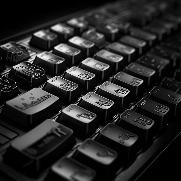 Un teclado en blanco y negro