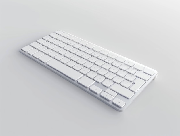 Teclado blanco sobre un fondo blanco