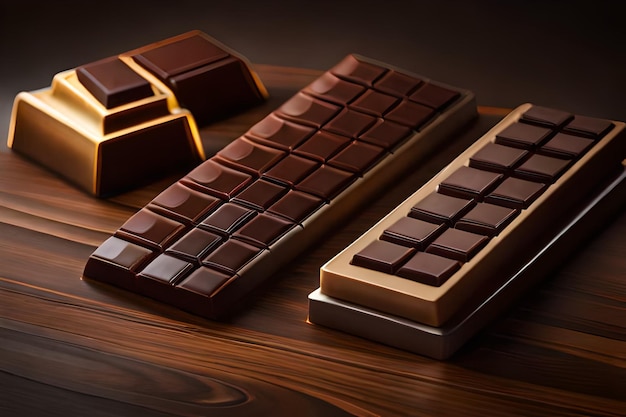 Un teclado con chocolate y una barra de chocolate a la derecha.