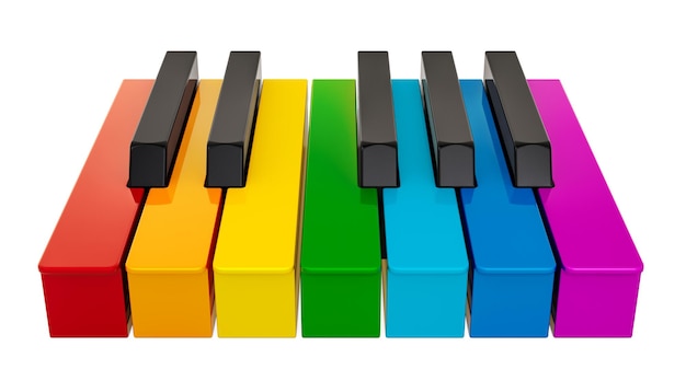 Foto teclado de color piano una octava concepto de música representación 3d