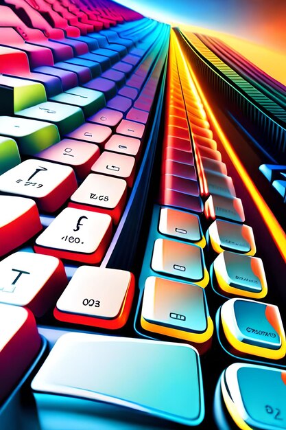 Un teclado colorido con la palabra teclado en él