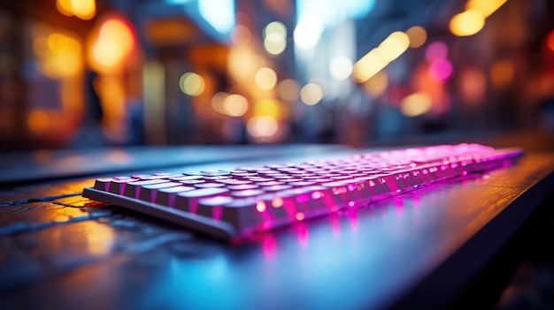 Teclado com luzes RGB coloridas