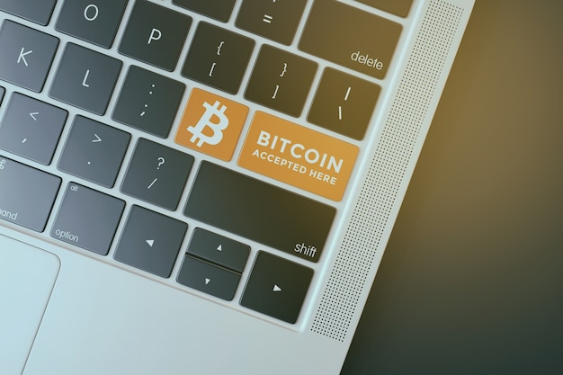 Teclado com símbolo de moeda virtual do Bitcoin