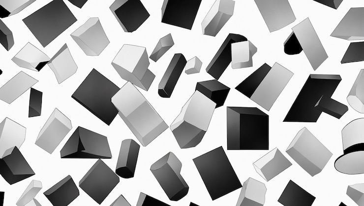 Foto un teclado de computadora blanco y negro está rodeado de cuadrados blancos y negros