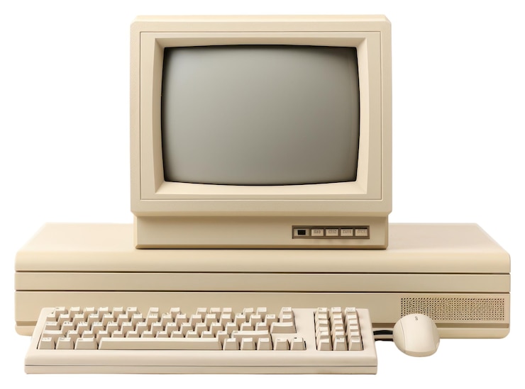 Foto el teclado de la computadora de escritorio de estilo png retro de los años 90