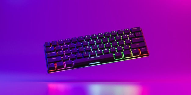 Teclado de computadora flotando en el aire 3D Render