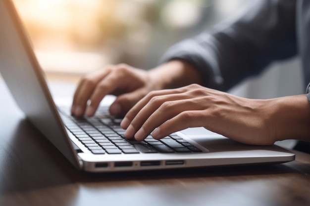 Teclado de computadora portátil de escritura masculina Generar Ai