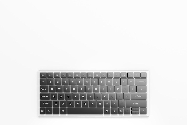 Foto teclado de computador na mesa vista superior copiar espaço