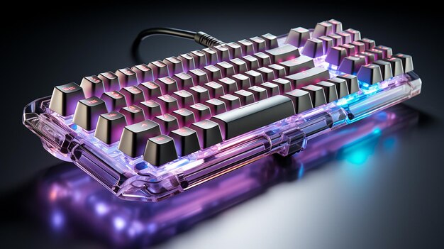 Foto teclado de jogos com luz rgb isolada em fundo branco