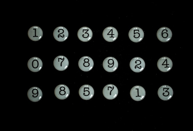 Teclado de máquina de escrever retro com dígitos numéricos