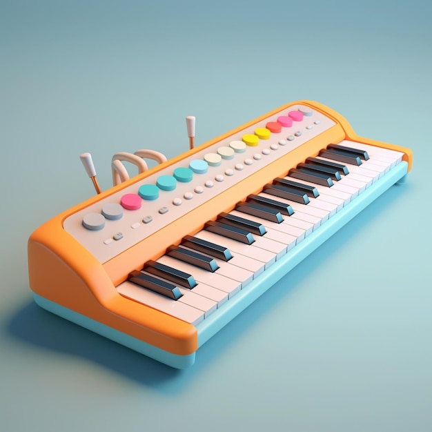 Teclado elétrico de desenho animado3D