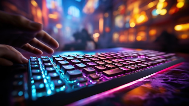 Teclado con luces RGB de colores