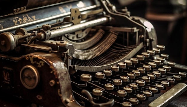Teclado de máquina de escribir oxidado escribe recuerdos nostálgicos generados por IA