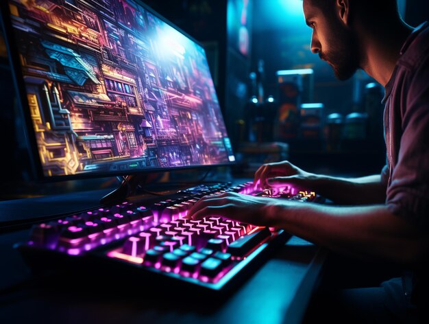 Un teclado mecánico de juegos rgb