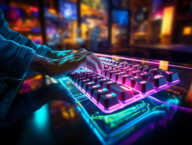 Un teclado mecánico de juegos rgb