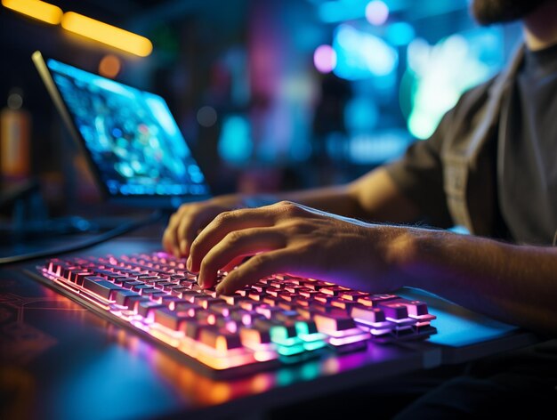 Un teclado mecánico de juegos rgb