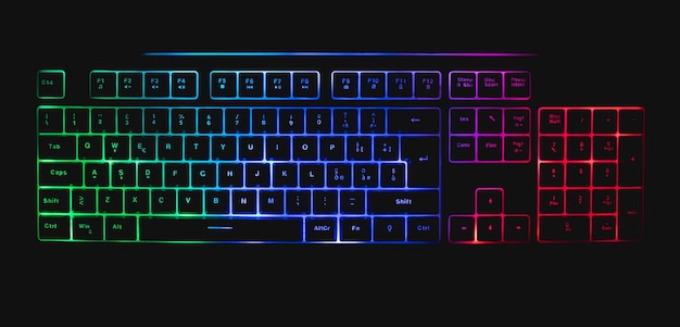 Foto teclado mecánico con leds y mouse