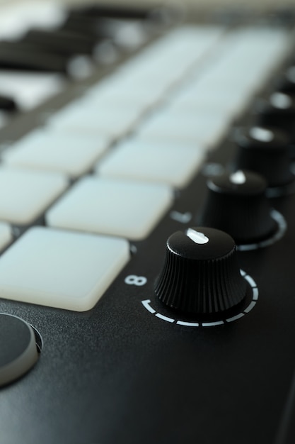 Teclado Midi em todo o fundo, close-up