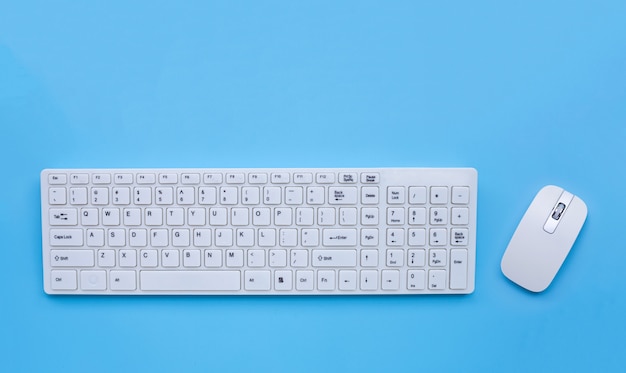 Teclado y mouse blancos