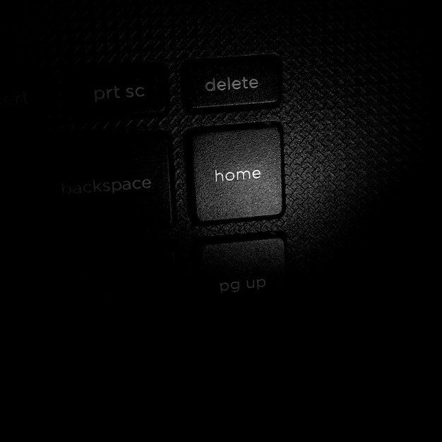 Un teclado negro con la palabra "hogar"