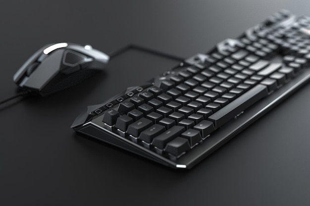 un teclado negro con un ratón y un ratón en él