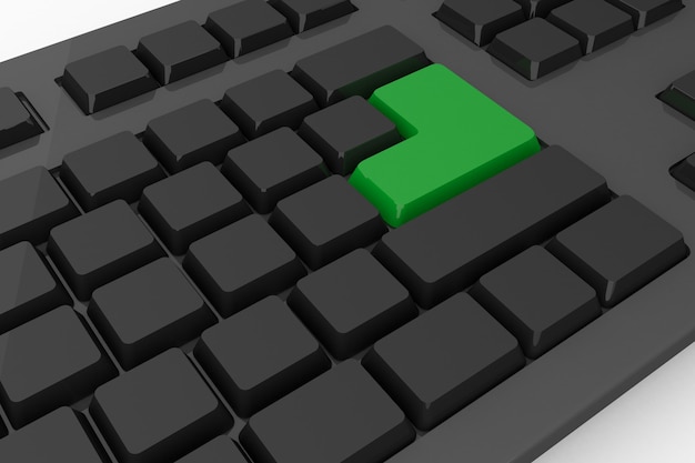 Teclado negro con tecla verde