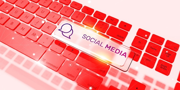 Teclado de neón y redes sociales.