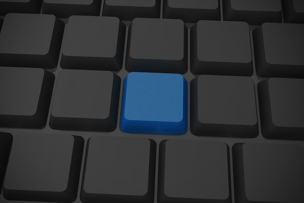 Teclado preto com tecla azul