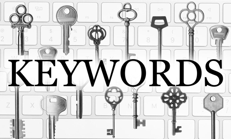 Foto teclas de palavras-chave do word e direção de seo do teclado