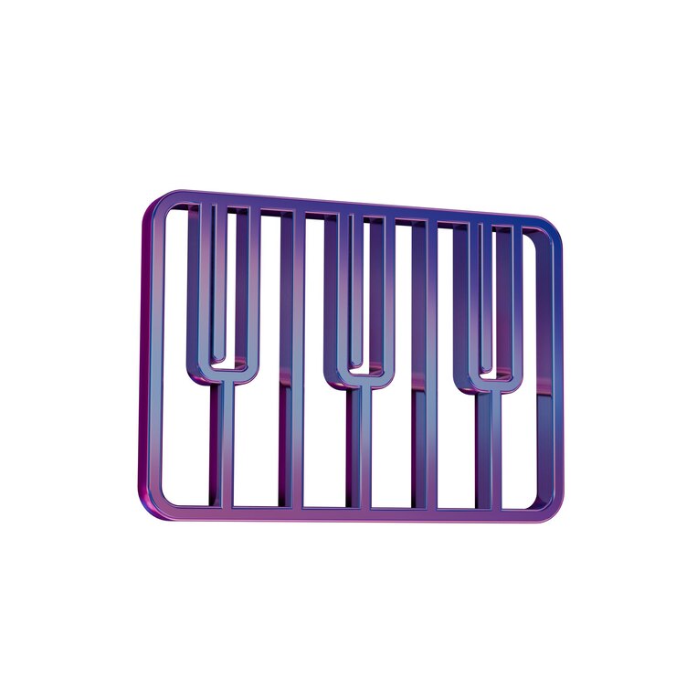 Foto las teclas de piano del icono retro de neón 3d