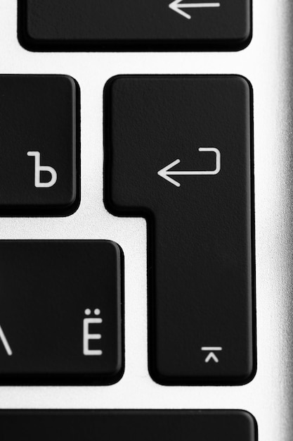 Foto teclas pretas do teclado do computador closeup