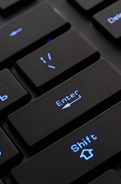 Teclas del teclado negro extremadamente closeup