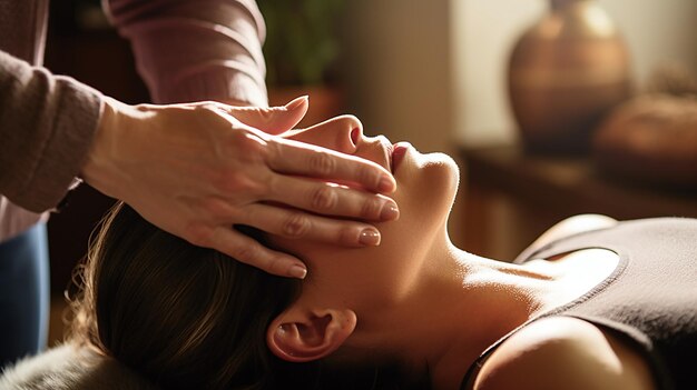 Técnica de massagem do couro cabeludo por terapeuta