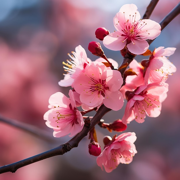 las técnicas empleadas incluyen una profundidad de campo poco profunda que permite que las flores del primer plano aparezcan contra un fondo de bokeh de ensueño estilo v 52 Job ID c50a874333884a648399f5156e5168df