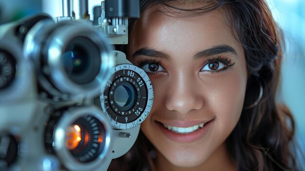 Foto técnico de laboratório oftalmológico sorridente óptico optometra