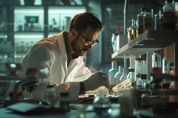 Técnico de laboratorio con muestras