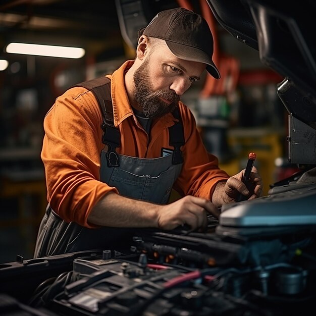 Técnico de mantenimiento uniformado trabajando en el sitio