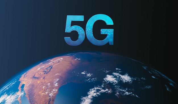 Tecnología 5G en todo el mundo. Concepto 5G en la Tierra