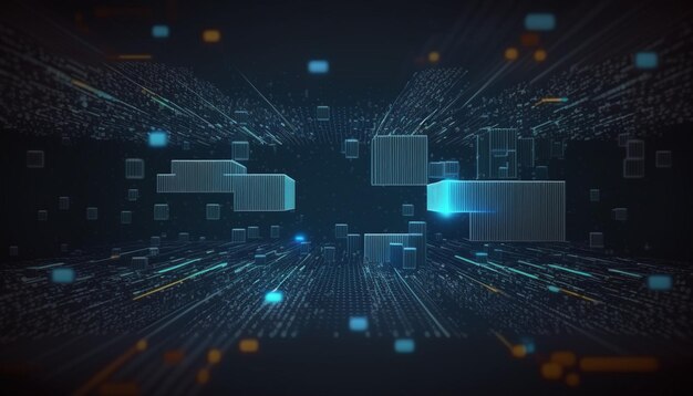 Tecnología abstracta concepto de big data gráfico de movimiento para el flujo de datos de centros de datos abstractos