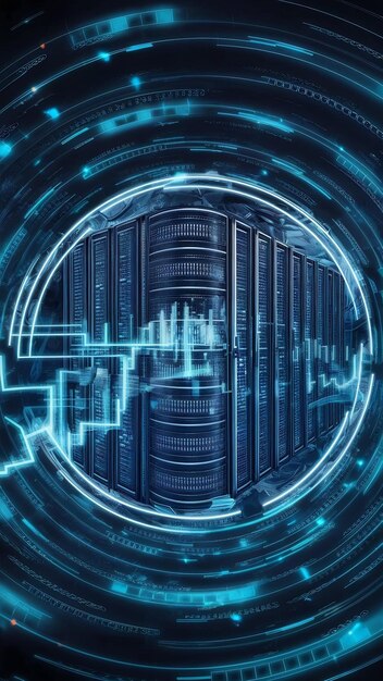 Tecnología abstracta concepto de big data gráfico de movimiento para el flujo de datos de centros de datos abstractos