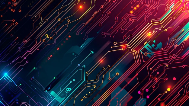 Tecnología abstracta y fondo científico luces y líneas de neón
