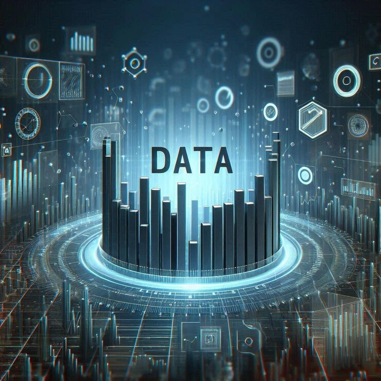 Tecnología abstracta un gráfico de un centro de datos con un fondo azul