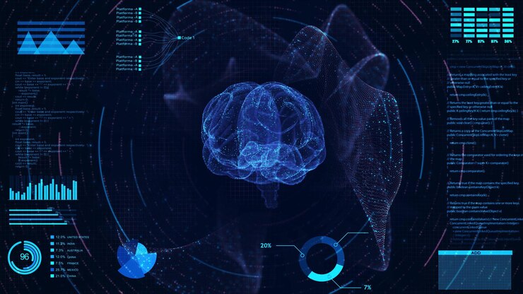 Tecnología abstracta Mente digital Cerebro Inteligencia artificial Concepto de interfaz médica humana